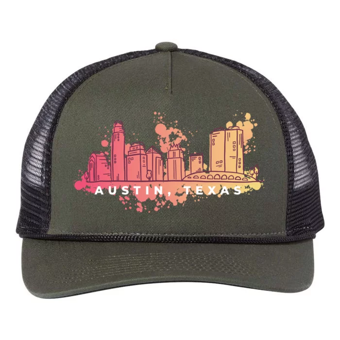 Austin Texas Skyline Retro Rope Trucker Hat Cap