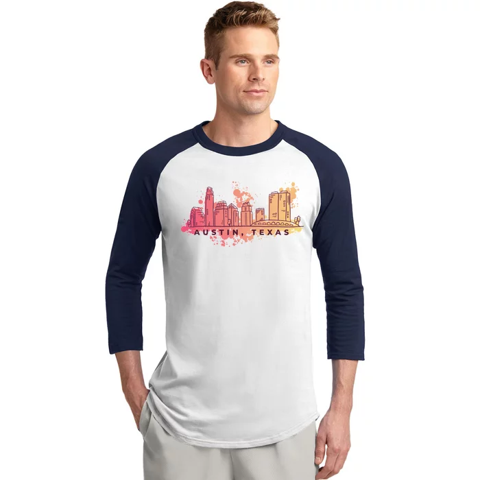 Austin Texas Skyline Baseball Sleeve Shirt