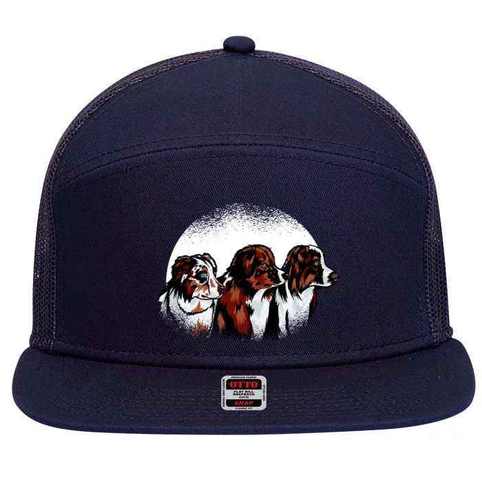 Australian Shepherd Dogs 7 Panel Mesh Trucker Snapback Hat