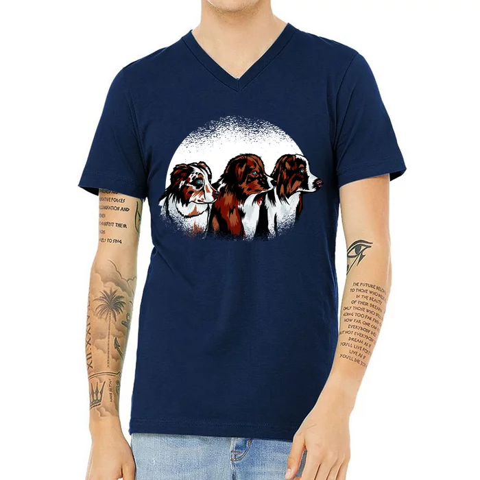 Australian Shepherd Dogs V-Neck T-Shirt