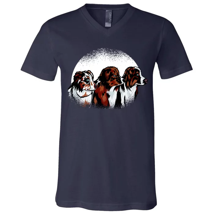 Australian Shepherd Dogs V-Neck T-Shirt