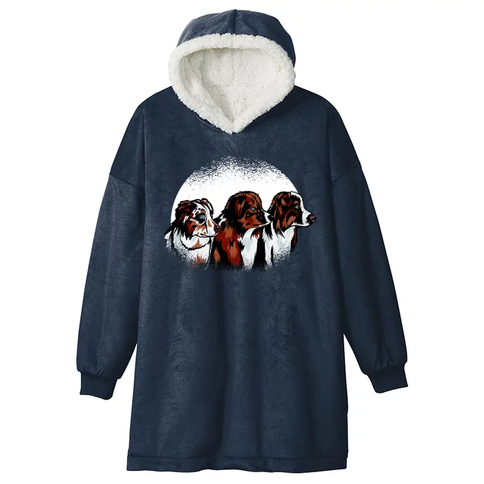 Australian Shepherd Dogs Hooded Wearable Blanket