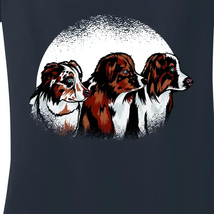 Australian Shepherd Dogs Women's V-Neck T-Shirt