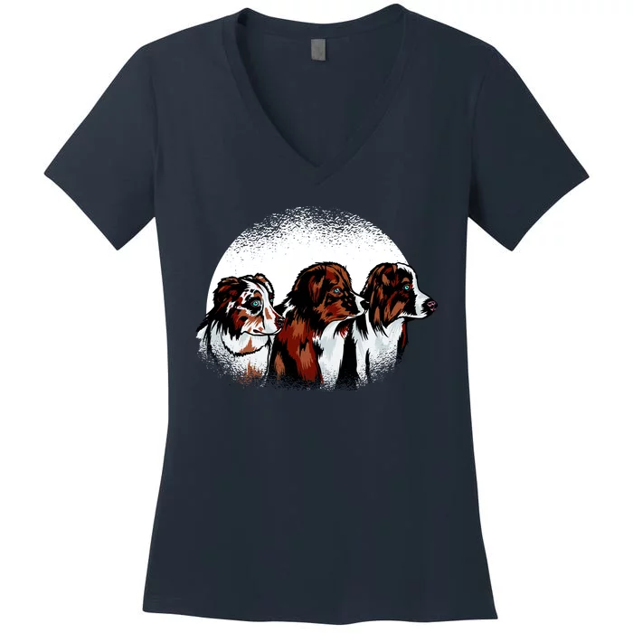 Australian Shepherd Dogs Women's V-Neck T-Shirt