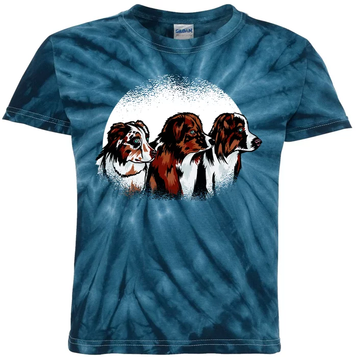 Australian Shepherd Dogs Kids Tie-Dye T-Shirt