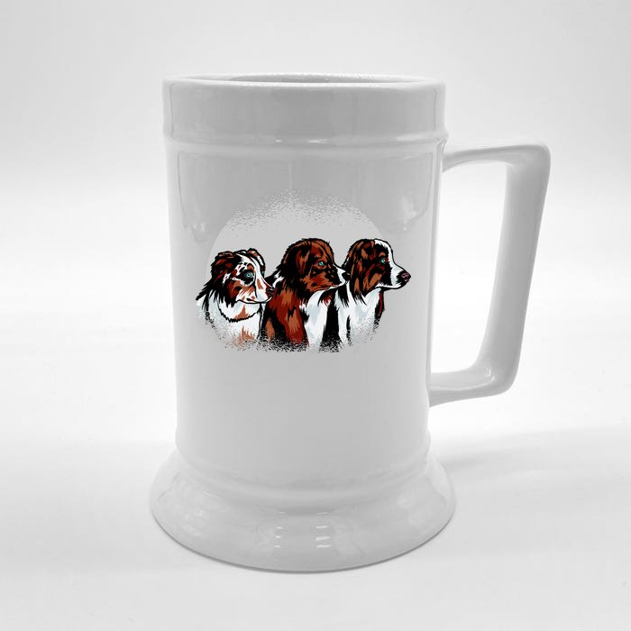 Australian Shepherd Dogs Front & Back Beer Stein