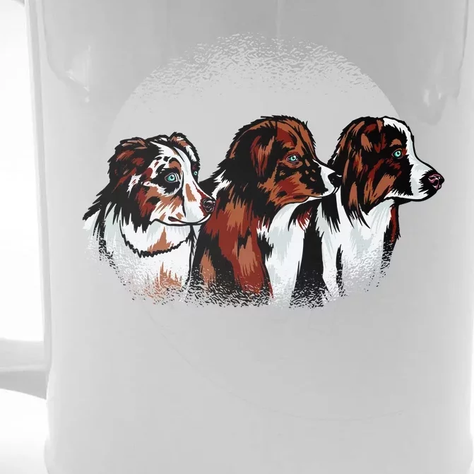 Australian Shepherd Dogs Front & Back Beer Stein