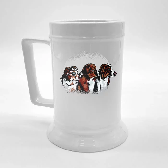 Australian Shepherd Dogs Front & Back Beer Stein