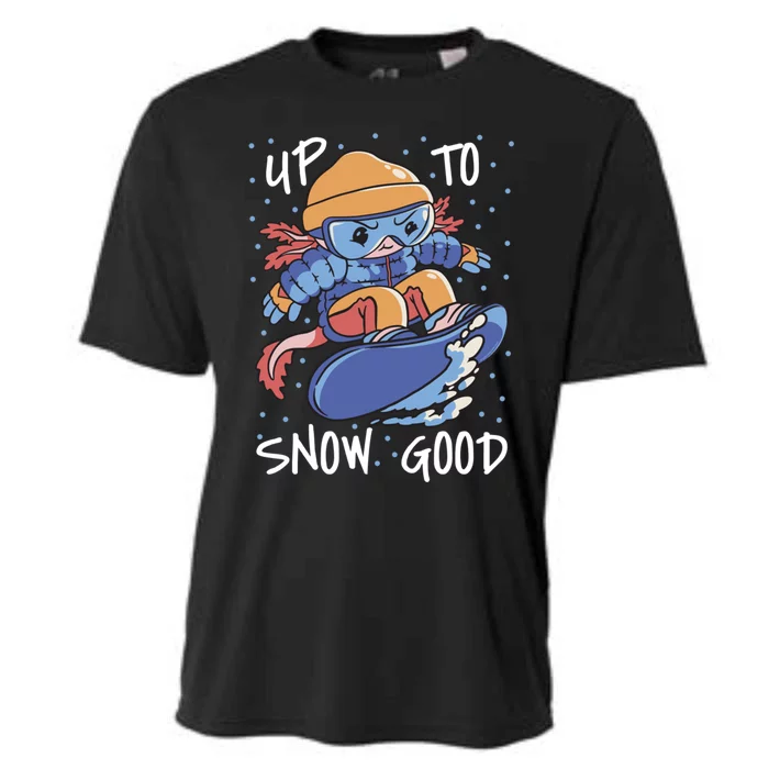 Axolotl Up To Snow Good Pun Snowboarding Axolotl Great Gift Cooling Performance Crew T-Shirt