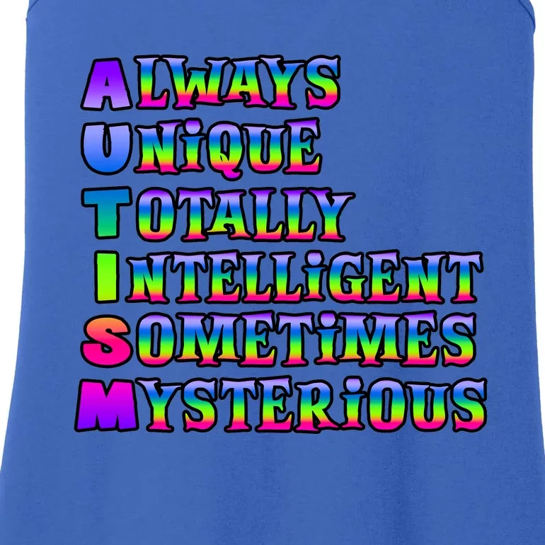 Always Unique Totally Intelligent Sometimes Mysterious Autism Awareness Ladies Essential Tank