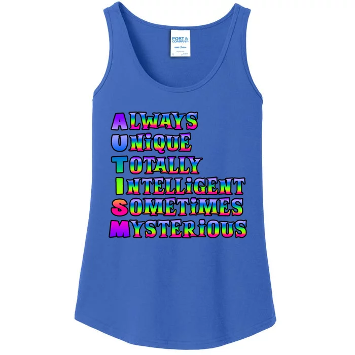 Always Unique Totally Intelligent Sometimes Mysterious Autism Awareness Ladies Essential Tank