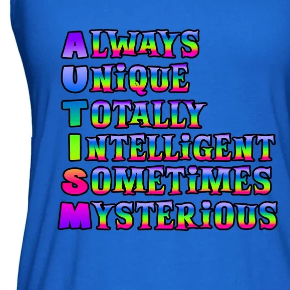 Always Unique Totally Intelligent Sometimes Mysterious Autism Awareness Ladies Essential Flowy Tank