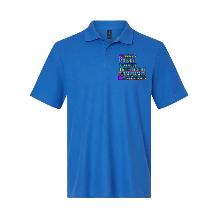 Always Unique Totally Intelligent Sometimes Mysterious Autism Awareness Softstyle Adult Sport Polo