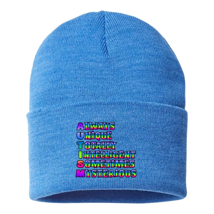 Always Unique Totally Intelligent Sometimes Mysterious Autism Awareness Sustainable Knit Beanie