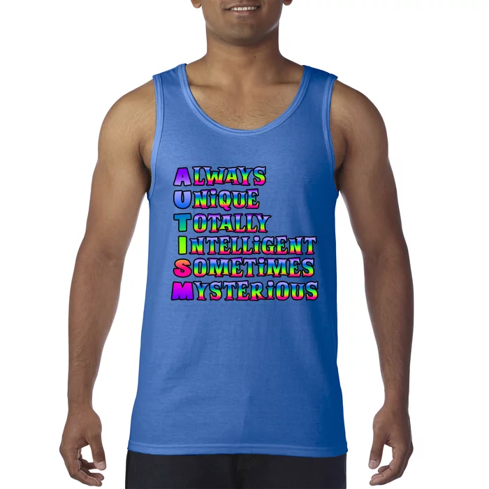 Always Unique Totally Intelligent Sometimes Mysterious Autism Awareness Tank Top