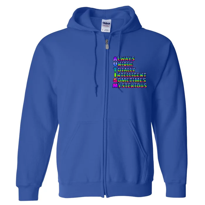 Always Unique Totally Intelligent Sometimes Mysterious Autism Awareness Full Zip Hoodie