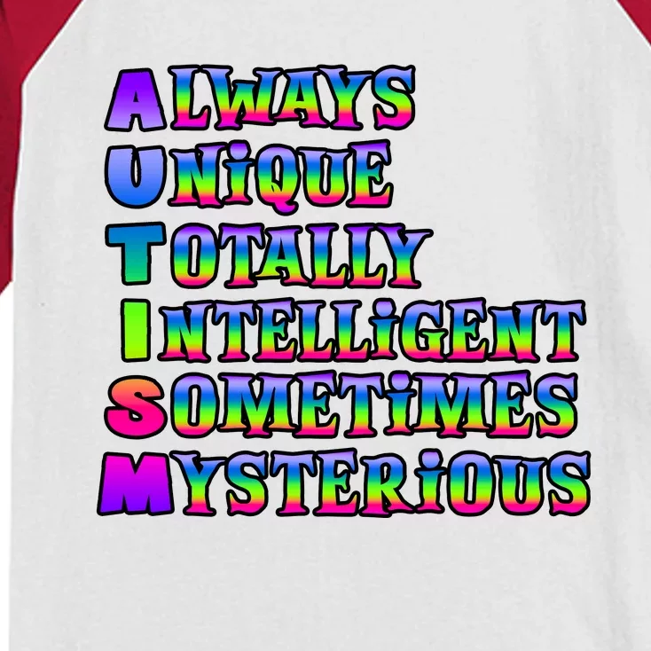 Always Unique Totally Intelligent Sometimes Mysterious Autism Awareness Kids Colorblock Raglan Jersey