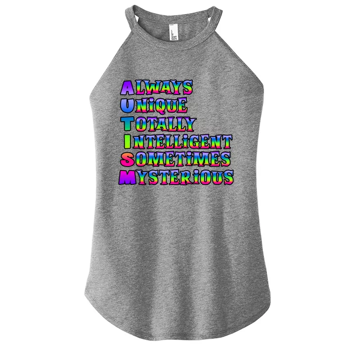 Always Unique Totally Intelligent Sometimes Mysterious Autism Awareness Women’s Perfect Tri Rocker Tank