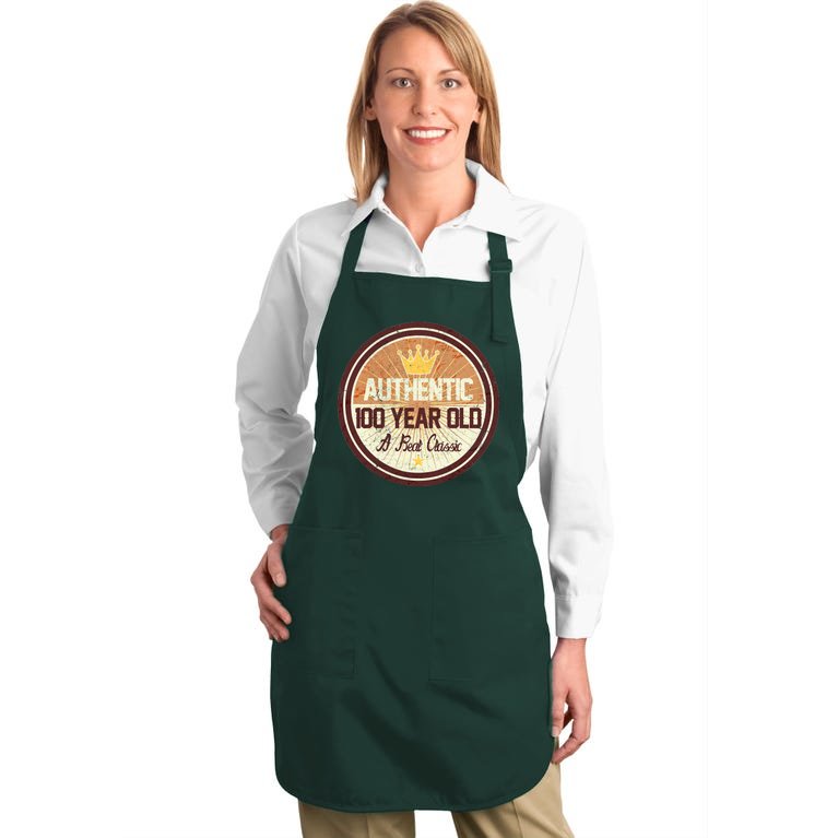Authentic 100 Year Old Classic 100th Birthday Full-Length Apron With Pockets