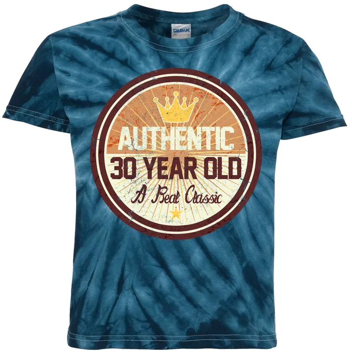 Authentic 30 Year Old Classic 30th Birthday Kids Tie-Dye T-Shirt