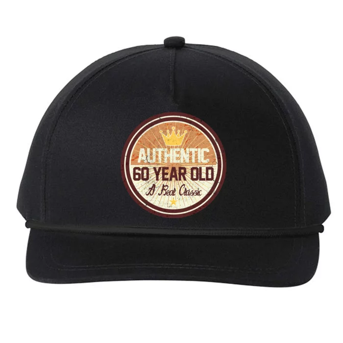 Authentic 60 Year Old Classic 60th Birthday Snapback Five-Panel Rope Hat