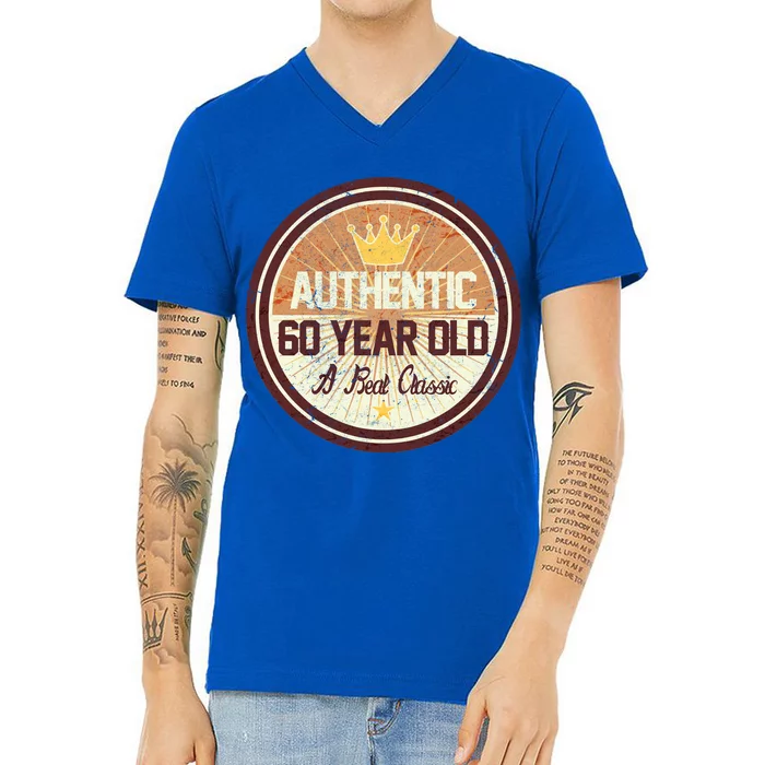 Authentic 60 Year Old Classic 60th Birthday V-Neck T-Shirt