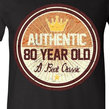 Authentic 80 Year Old Classic 80th Birthday V-Neck T-Shirt