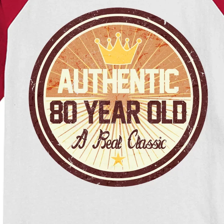 Authentic 80 Year Old Classic 80th Birthday Kids Colorblock Raglan Jersey