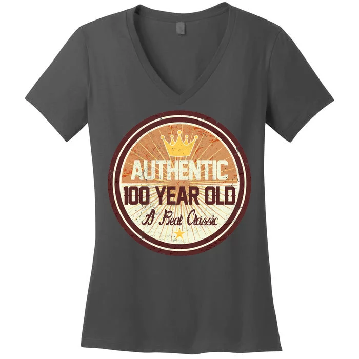 Authentic 90 Year Old Classic 90th Birthday Women's V-Neck T-Shirt