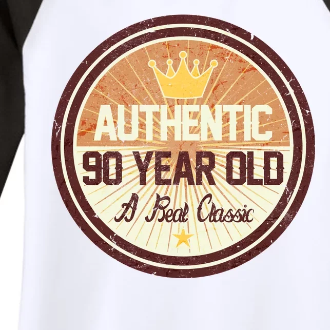 Authentic 90 Year Old Classic 90th Birthday Women's Tri-Blend 3/4-Sleeve Raglan Shirt