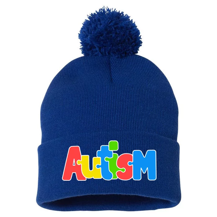 Autism - It's Ok To Be Different Crayons Pom Pom 12in Knit Beanie