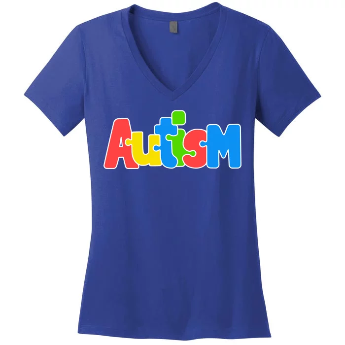 Autism - It's Ok To Be Different Crayons Women's V-Neck T-Shirt