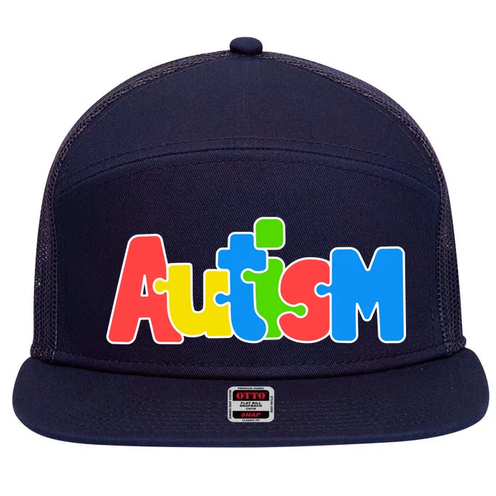 Autism - It's Ok To Be Different Crayons 7 Panel Mesh Trucker Snapback Hat