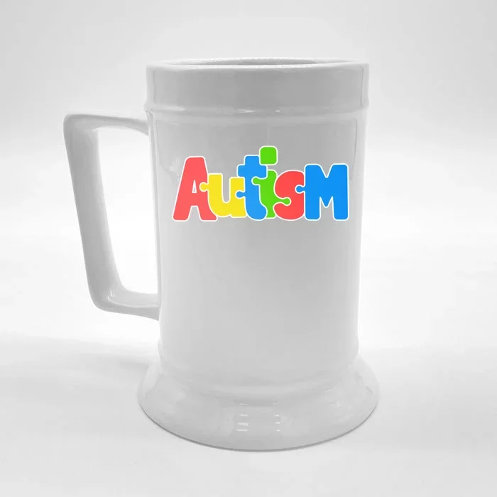 Autism - It's Ok To Be Different Crayons Front & Back Beer Stein