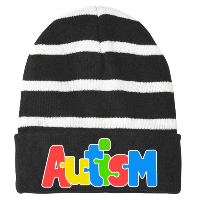 Autism Striped Beanie with Solid Band