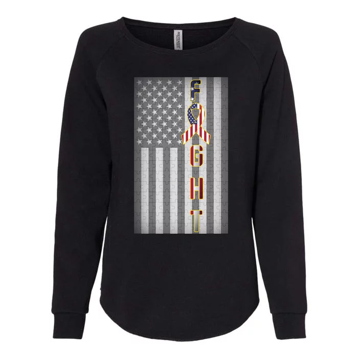 Autism Awareness American Flag Womens California Wash Sweatshirt