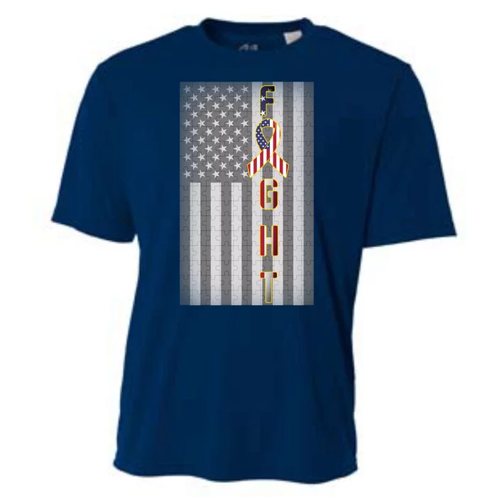 Autism Awareness American Flag Cooling Performance Crew T-Shirt