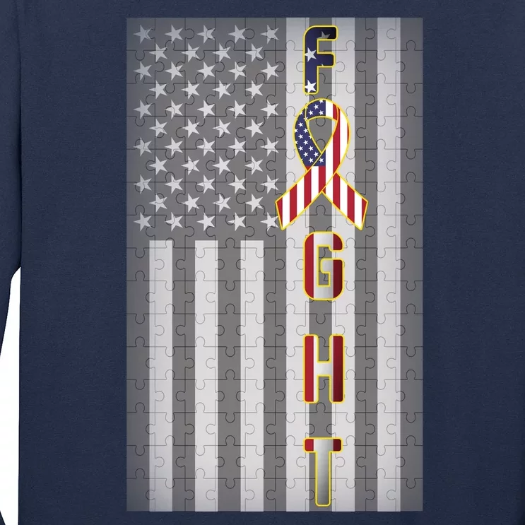 Autism Awareness American Flag Long Sleeve Shirt