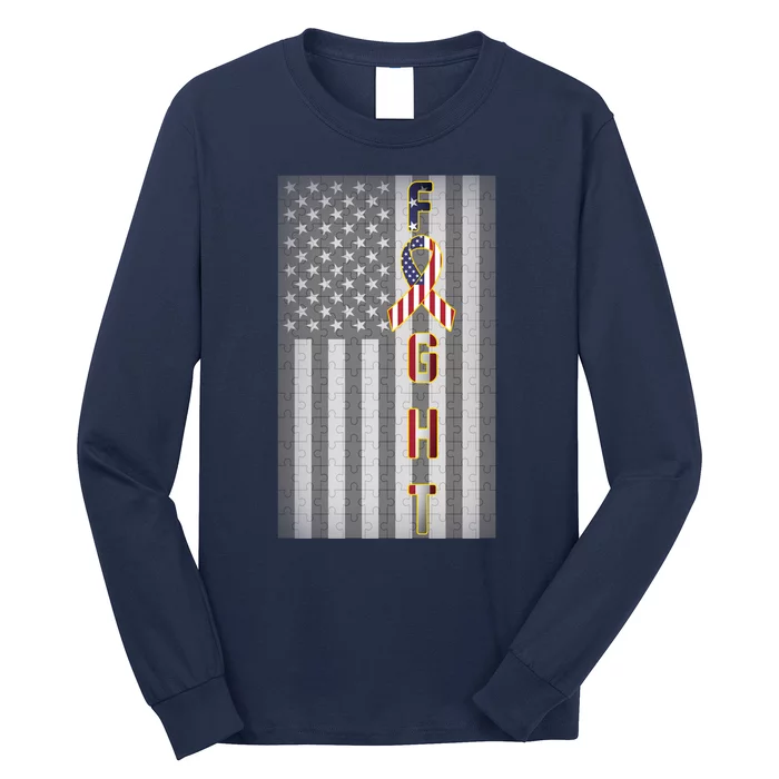 Autism Awareness American Flag Long Sleeve Shirt