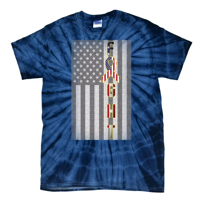 Autism Awareness American Flag Tie-Dye T-Shirt