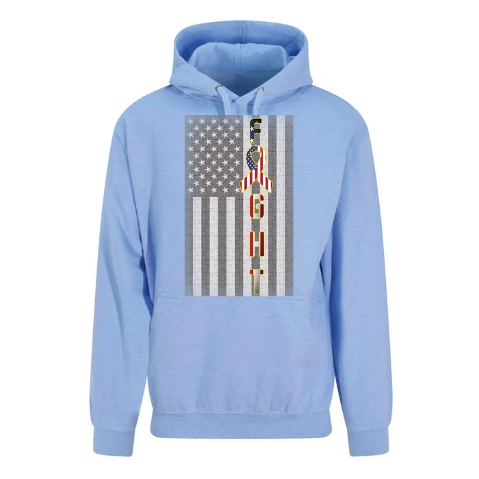 Autism Awareness American Flag Unisex Surf Hoodie