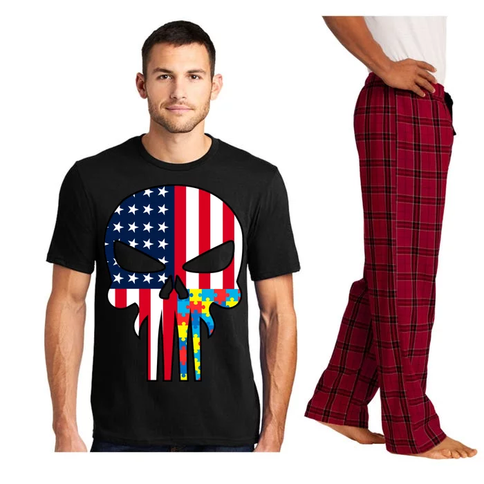 Autism Awareness American Skull Pajama Set