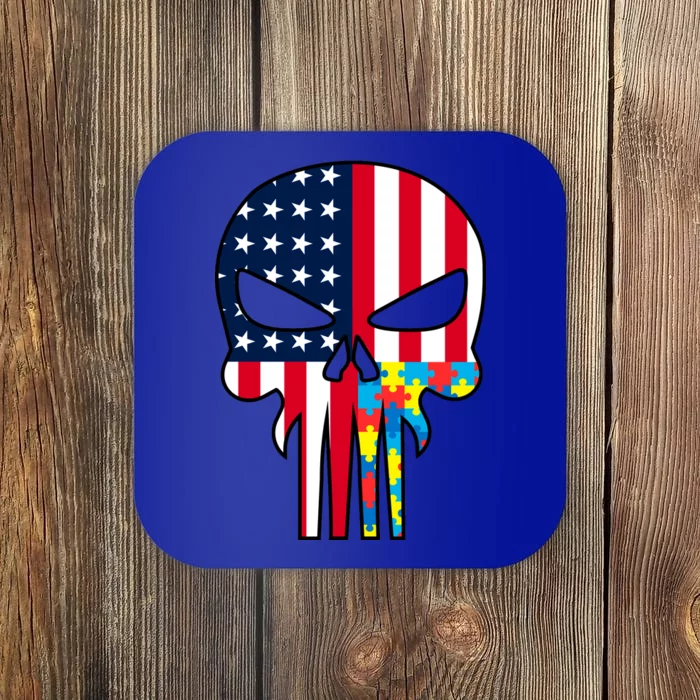 Autism Awareness American Skull Coaster