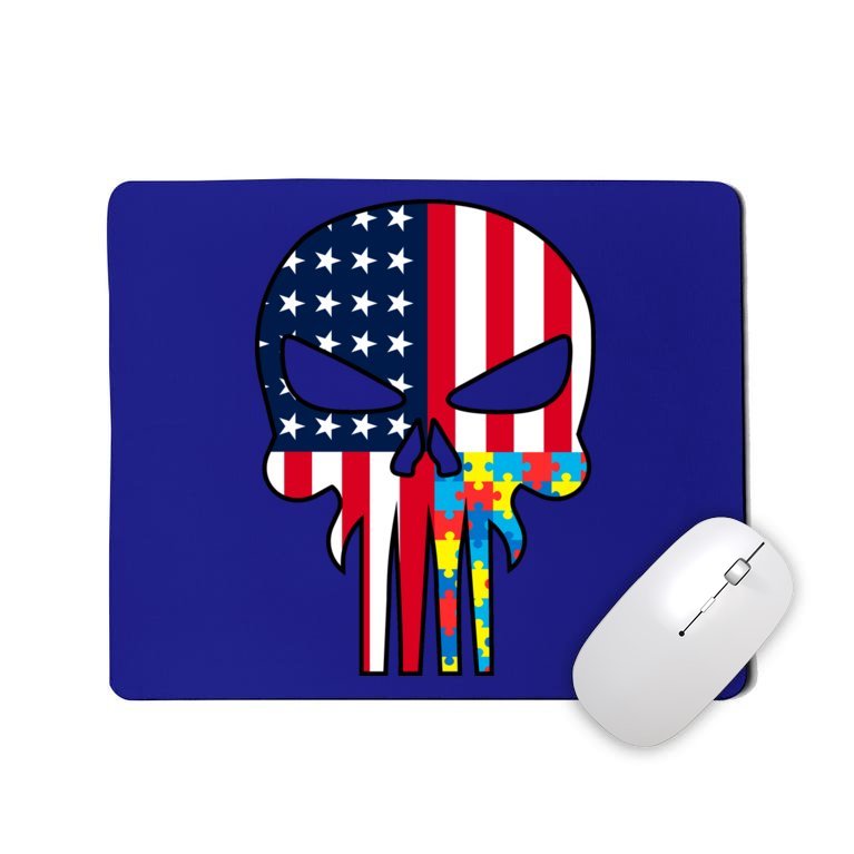 Autism Awareness American Skull Mousepad