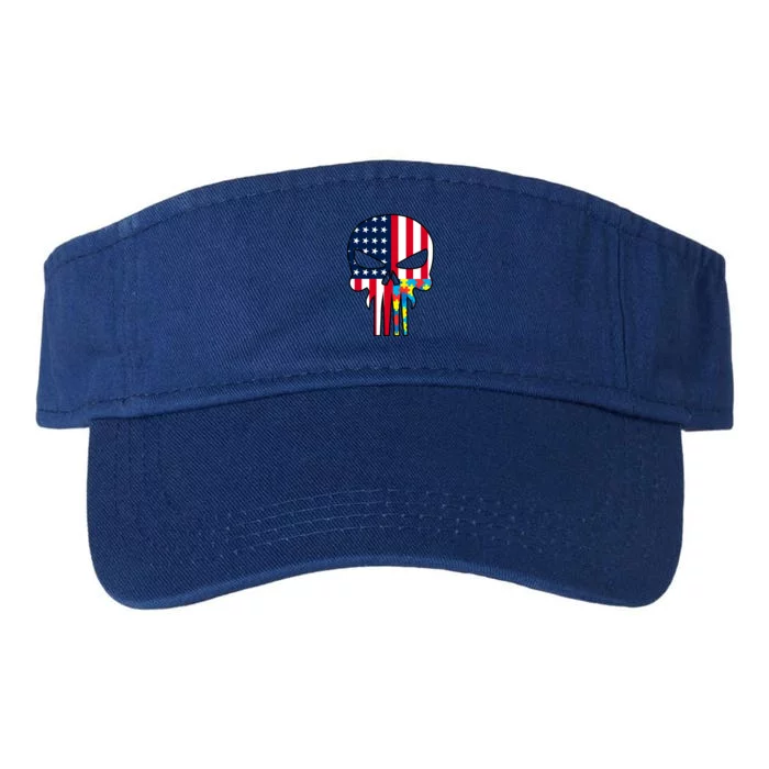 Autism Awareness American Skull Valucap Bio-Washed Visor