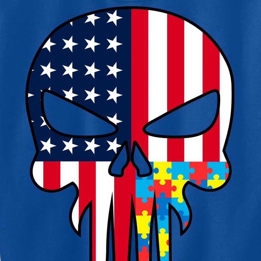 Autism Awareness American Skull Kids Sweatshirt