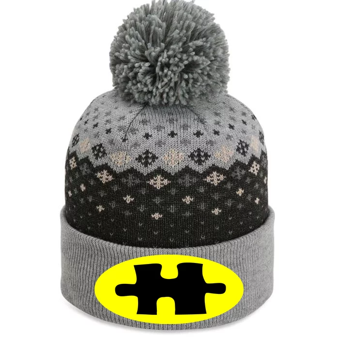 Autism Awareness Bat Puzzle Logo The Baniff Cuffed Pom Beanie