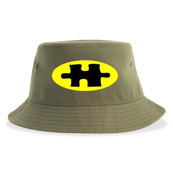 Autism Awareness Bat Puzzle Logo Sustainable Bucket Hat