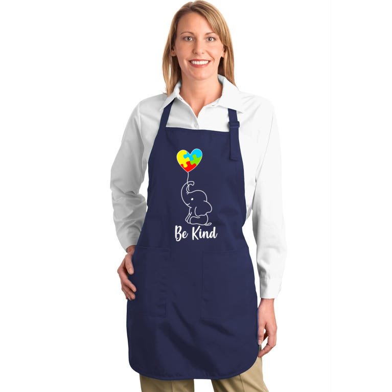 Autism Awareness Be Kind Elephant Full-Length Apron With Pockets