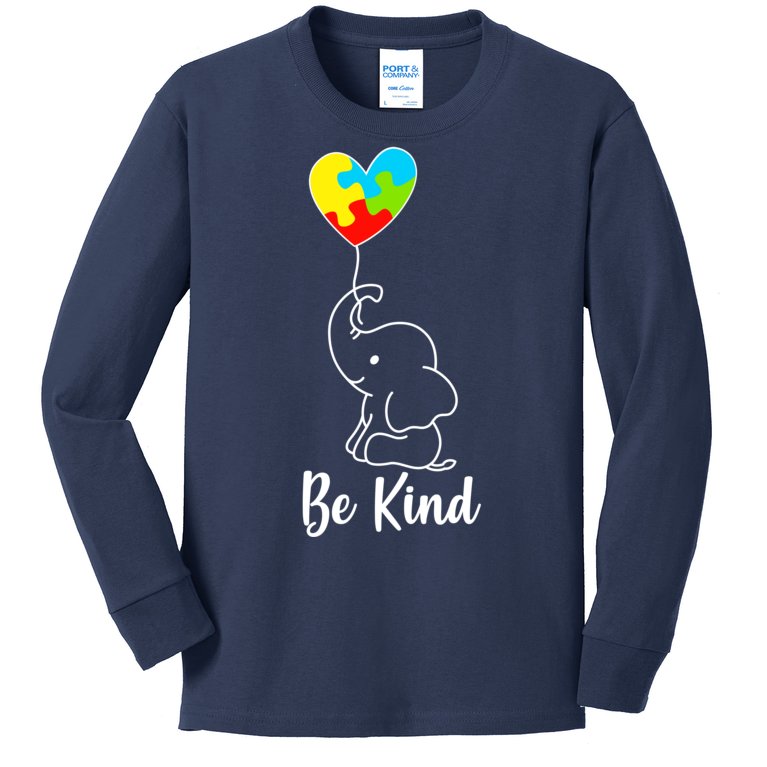 Autism Awareness Be Kind Elephant Kids Long Sleeve Shirt